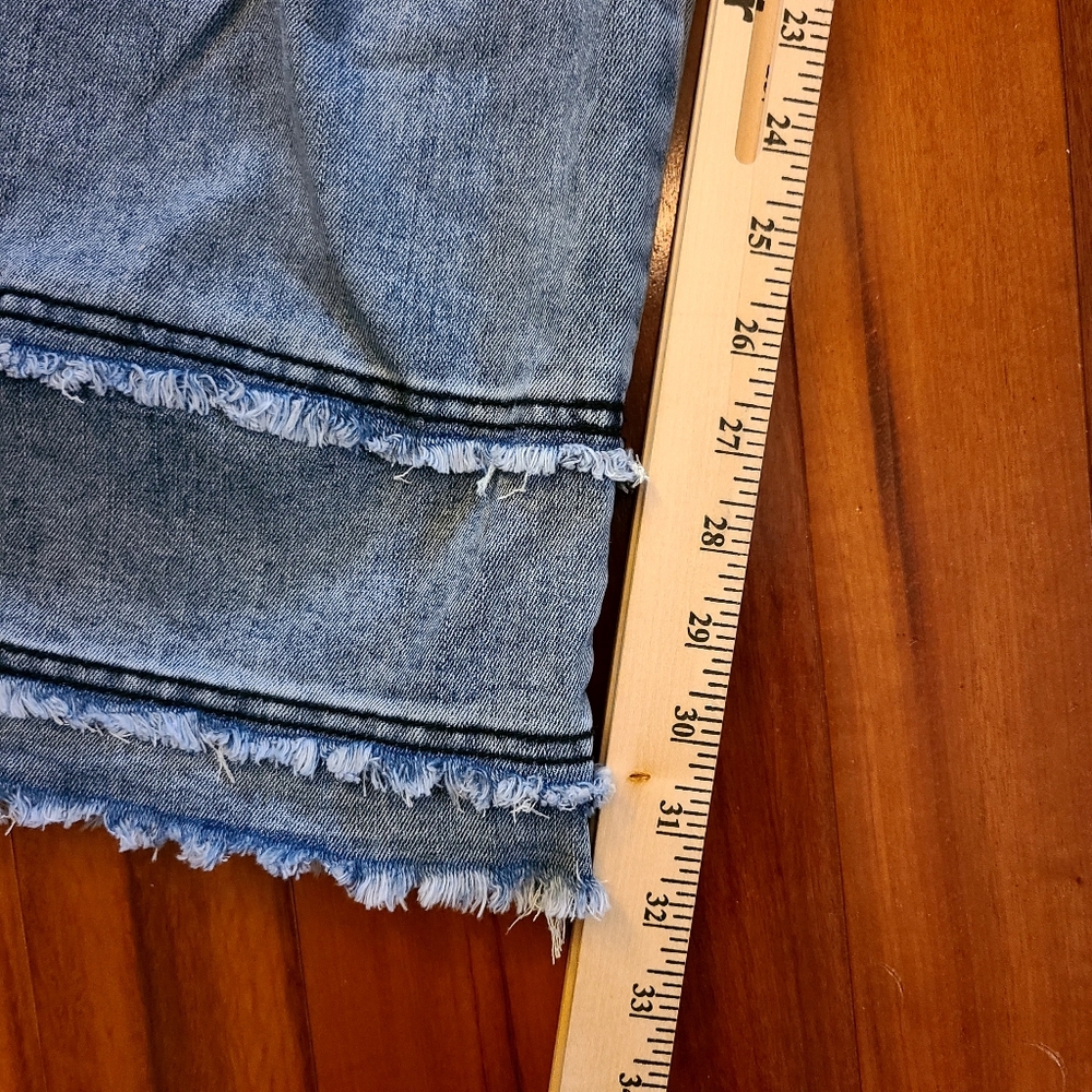 Blue Velvet Barrel Super Flare-Leg Denim Pants w/Star Details Sz:M Boho Festival - Picture 6 of 12